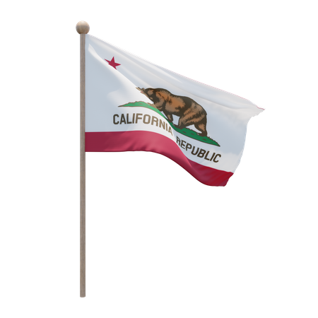 Asta de la bandera de california  3D Flag