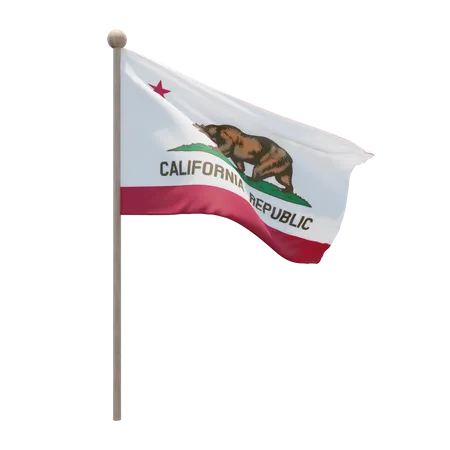 Asta de la bandera de california  3D Flag