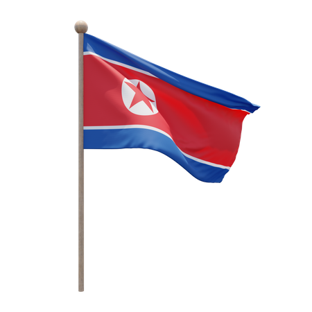 Asta de la bandera de corea del norte  3D Flag