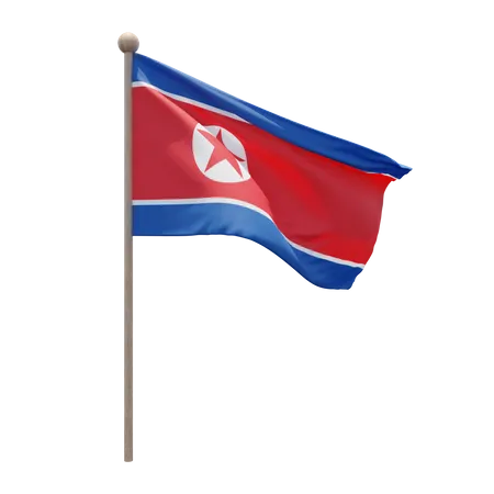 Asta de la bandera de corea del norte  3D Flag