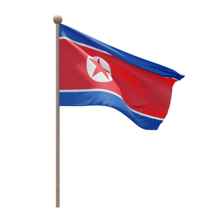 Asta de bandera de corea del norte  3D Flag