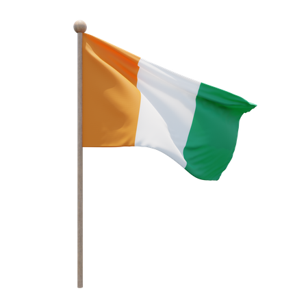 Asta de bandera de Costa de Marfil  3D Flag