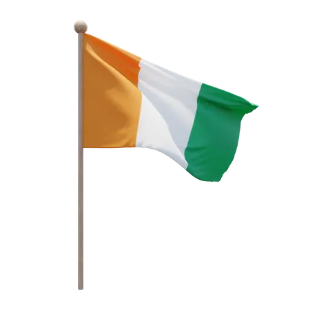 Asta de bandera de Costa de Marfil  3D Flag