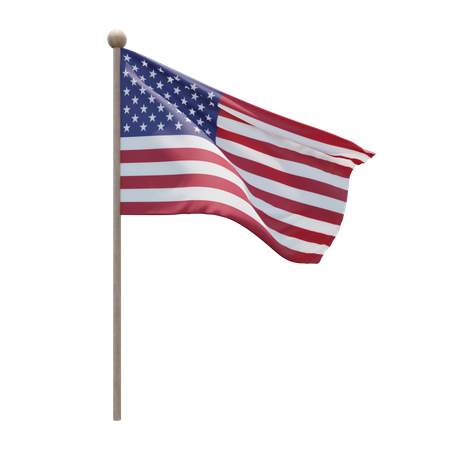 Asta de bandera de estados unidos  3D Flag