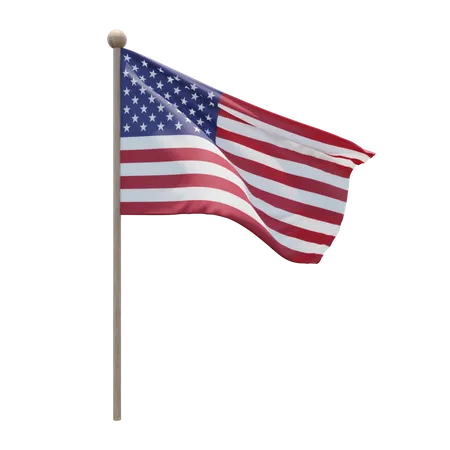 Asta de bandera de estados unidos  3D Flag