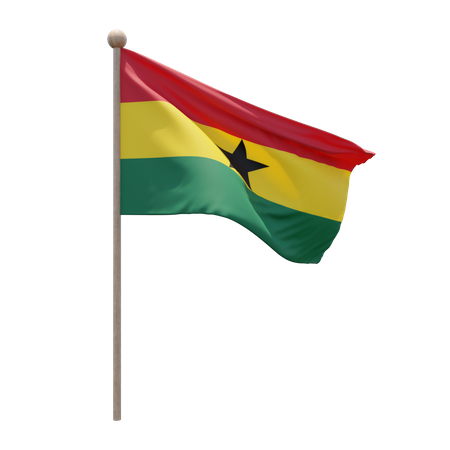 Asta de bandera de Ghana  3D Flag