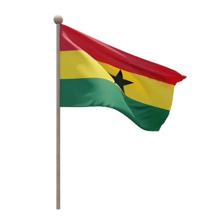 Asta de bandera de Ghana  3D Flag