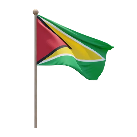 Asta de bandera de Guyana  3D Flag