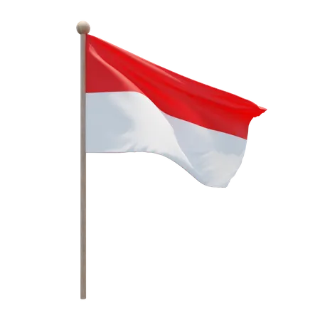 Asta de la bandera de indonesia  3D Flag