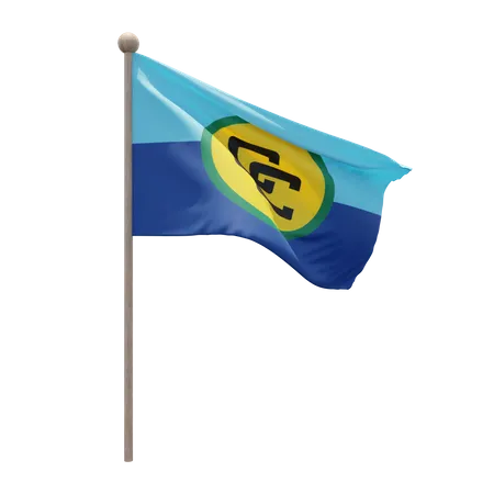 Asta de bandera de la comunidad caribeña  3D Icon