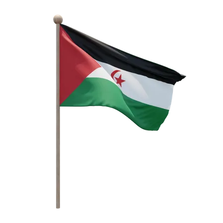 Asta de bandera de la República Árabe Saharaui Democrática  3D Flag
