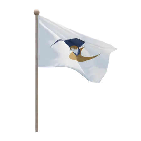 Asta de bandera de la unión económica euroasiática  3D Flag