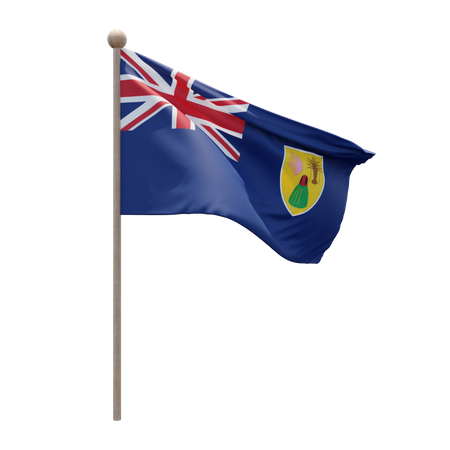 Asta de bandera de las islas turcas y caicos  3D Flag