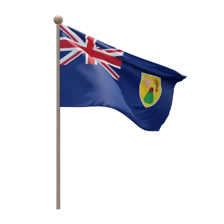 Asta de bandera de las islas turcas y caicos  3D Flag