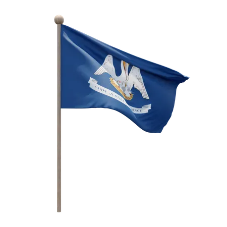 Asta de bandera de luisiana  3D Flag