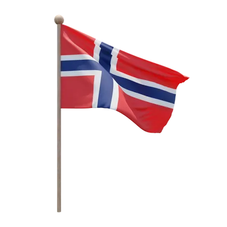 Asta de bandera de noruega  3D Flag