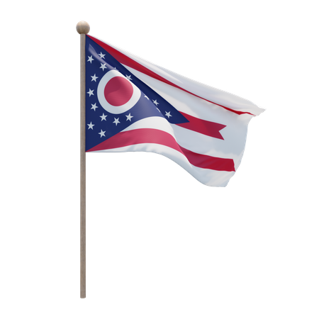 Asta de la bandera de ohio  3D Flag