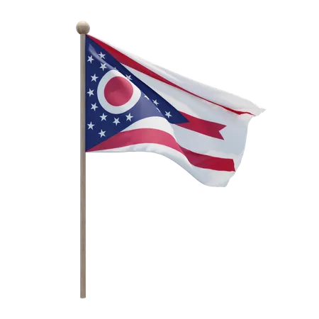 Asta de la bandera de ohio  3D Flag