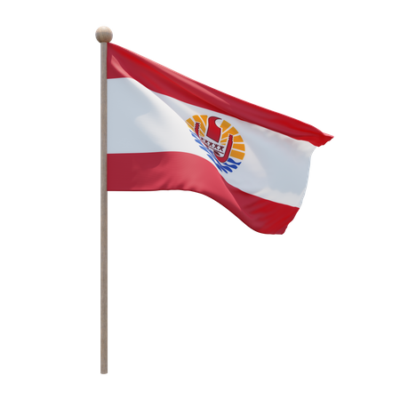Asta de bandera de la polinesia francesa  3D Flag