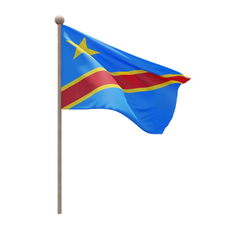 Asta de bandera de la república democrática del congo  3D Flag