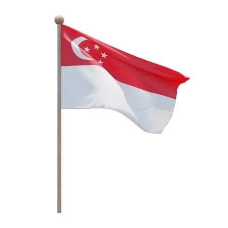 Asta de la bandera de singapur  3D Flag