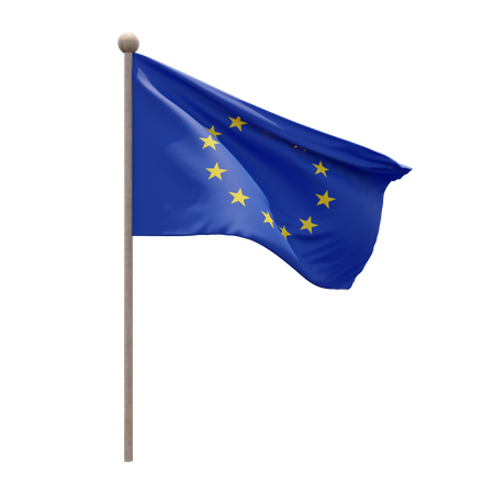 Asta de bandera de la unión europea  3D Flag