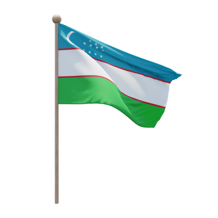 Asta de la bandera de uzbekistán  3D Flag