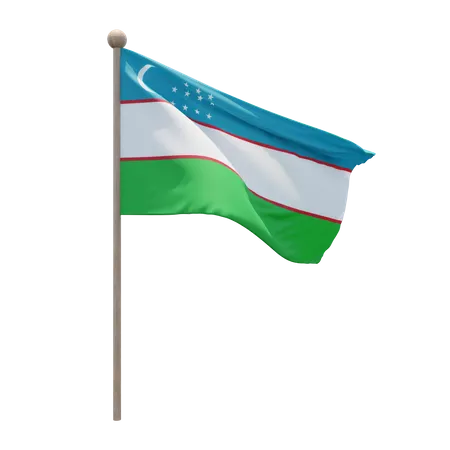 Asta de la bandera de uzbekistán  3D Flag