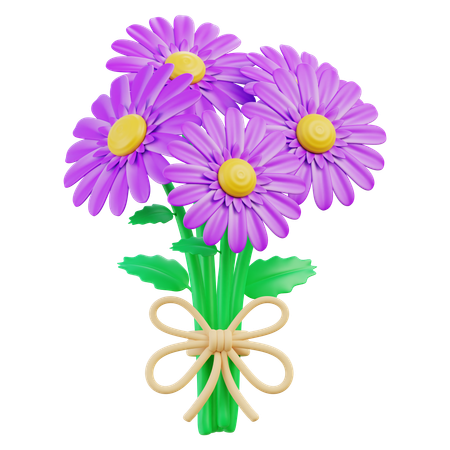 アスターの花束  3D Icon