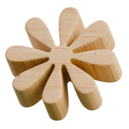 Forma abstracta de madera con asterisco  3D Icon