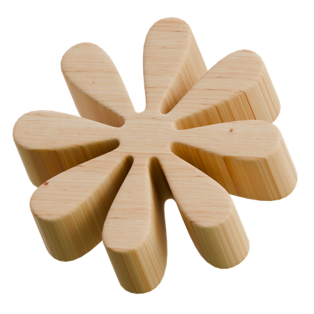 Asterisk Wooden Abstract Shape  3D Icon