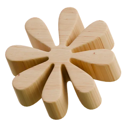 Asterisk Wooden Abstract Shape  3D Icon