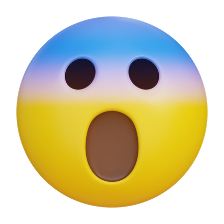 Astonished Expression Scream Blue Face Emoji  3D Icon