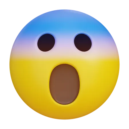 Astonished Expression Scream Blue Face Emoji  3D Icon