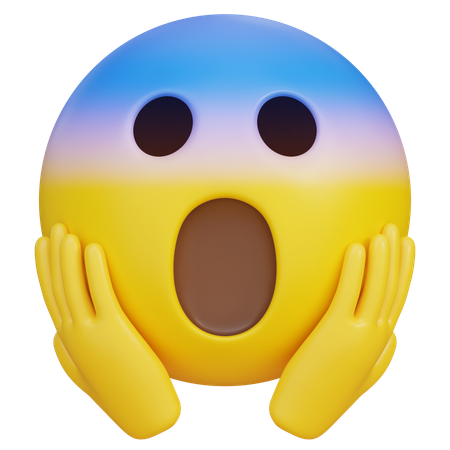 Astonished Expression Scream Blue Face Emoji  3D Icon