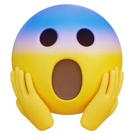 Astonished Expression Scream Blue Face Emoji  3D Icon