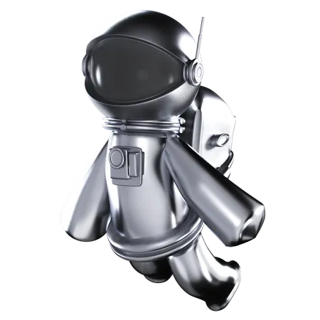 Astronaut With Silver Color Illustration In 3 D Design 3D Icon