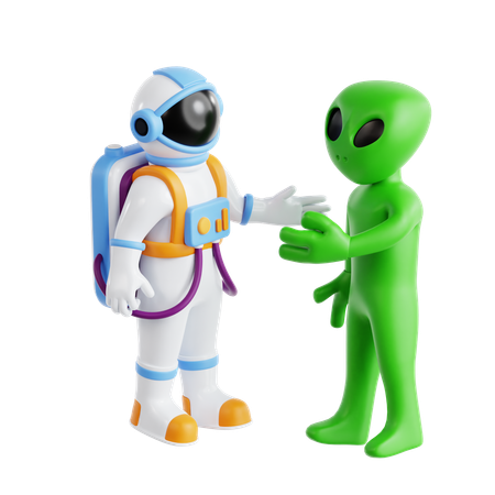 Astronaut And Alien  3D Icon