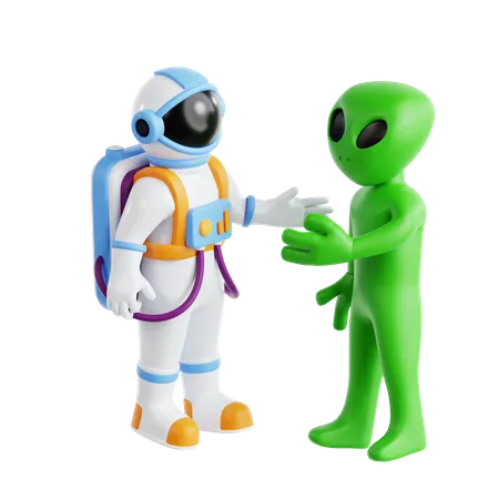 Astronaut And Alien  3D Icon