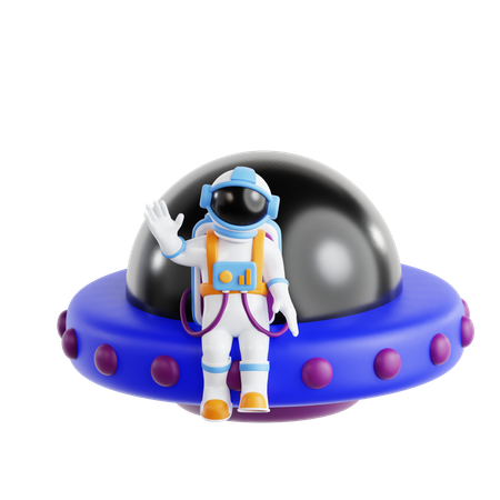 Astronaut And Ufo  3D Icon