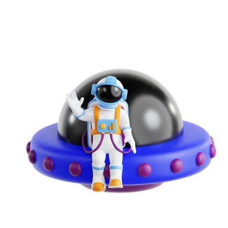 Astronaut And Ufo  3D Icon