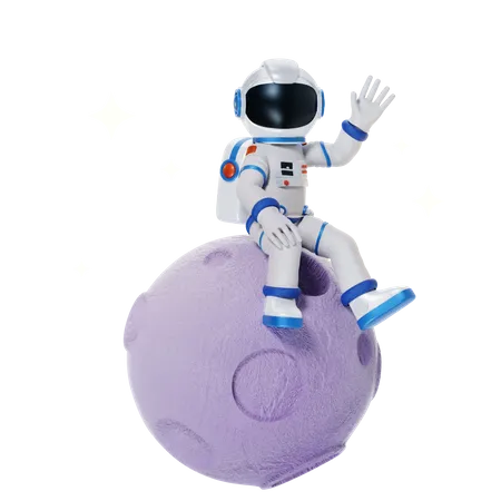 Astronaut auf dem Mond  3D Illustration