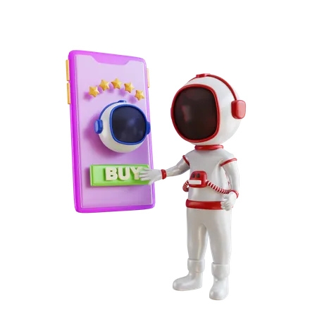 Astronaut beim Online-Shopping  3D Illustration