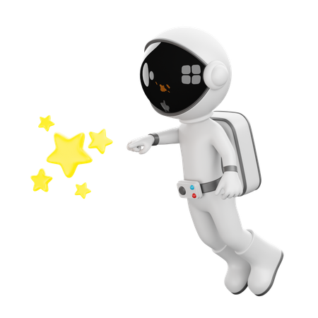 Astronaut berührt Stern  3D Illustration