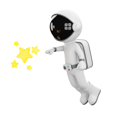 Astronaut berührt Stern  3D Illustration