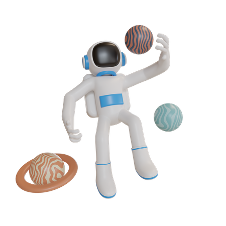Astronaut betrachtet Planeten  3D Icon