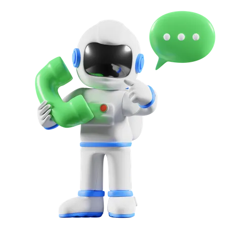 Astronaut calling via phone  3D Illustration