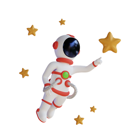 Astronaut Catching Star in space  3D Illustration