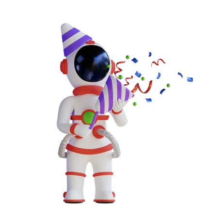 Astronaut Celebrate Party  3D Illustration