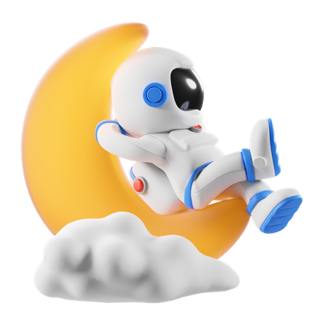 Astronaut chill on the moon  3D Illustration